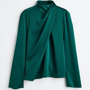 H&M Draped Green Blouse